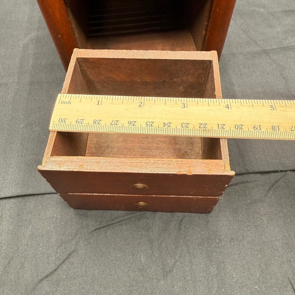 Vintage Wooden Jewelry Box Mini Dresser Chest Art Deco Trinket Cabinet